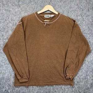 Vintage Gitano Thermal Henley Shirt Men's Small Brown Long Sleeve Cotton 90s